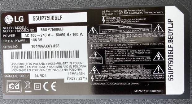 LG 55UP75006LF 55" 140 cm UHD 4K smart led tv alkatrésznek