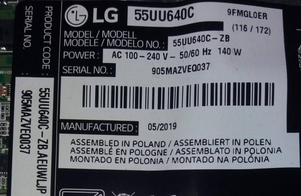 LG 55UU640C LED LCD tv panelek törött készülékből alkatrésznek UL8