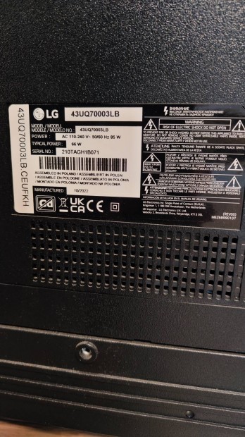 LG televzi alkatrsznek 43Uq70003LB 