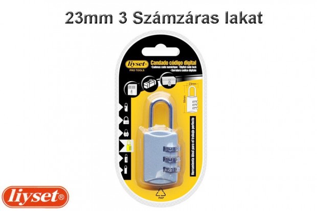 LIYSET 23 mm 3 Szmzras lakat ezst szn