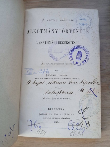 Ladnyi Gedeon: A Magyar Kirlysg alkotmnytrtnete 1871