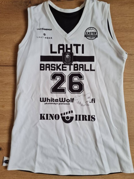 Lahti kosárlabda kosaras Painokisallit fekete fehér #26 mez L