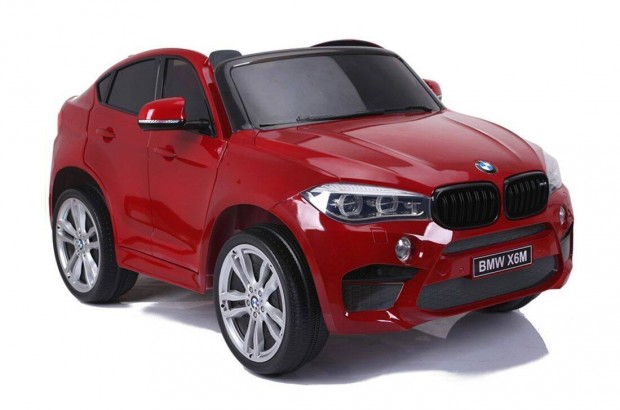 Lakk piros BMW X6M 12V kétszemélyes elektromos kisautó - Akciós!