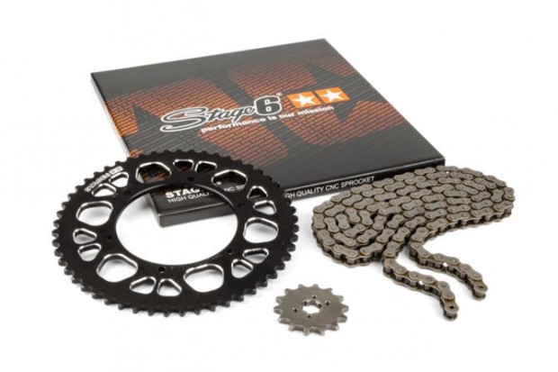 Lánckészlet 13x53 - 420 Stage6 alumínium CNC fekete Aprilia SX 50