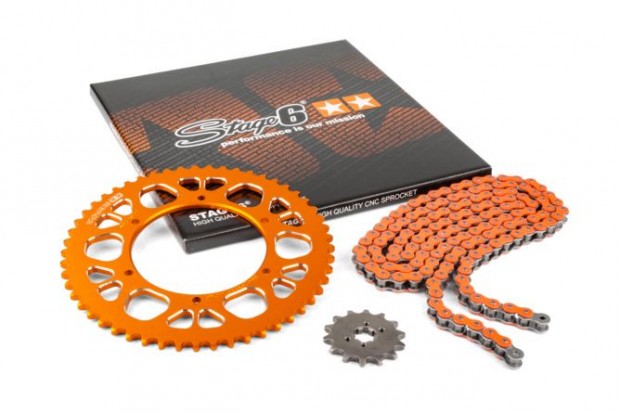 Lánckészlet 13x53 - 420 Stage6 alumínium CNC narancssárga Aprilia SX 5