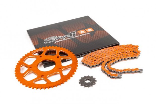 Lánckészlet 13x53 - 420 Stage6 alumínium CNC narancssárga Peugeot / Ri