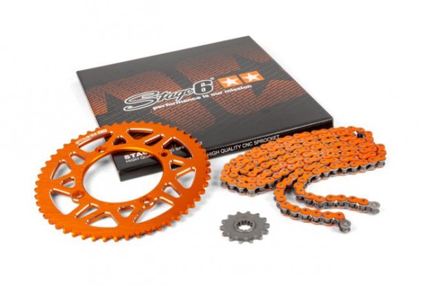 Lánckészlet 14x53 - 420 Stage6 alumínium CNC Narancs Beta RR