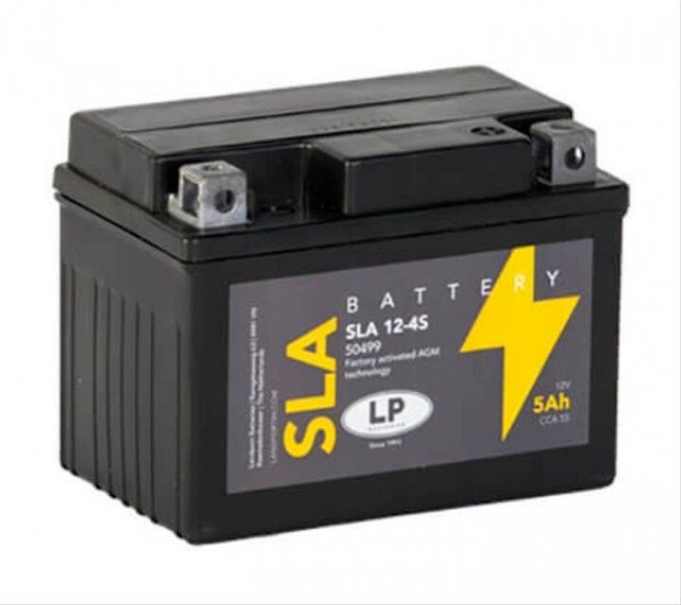 Landport SLA12-4S AGM zselés motor akku 12 V 5 Ah jobb+, 6 hó gari, új