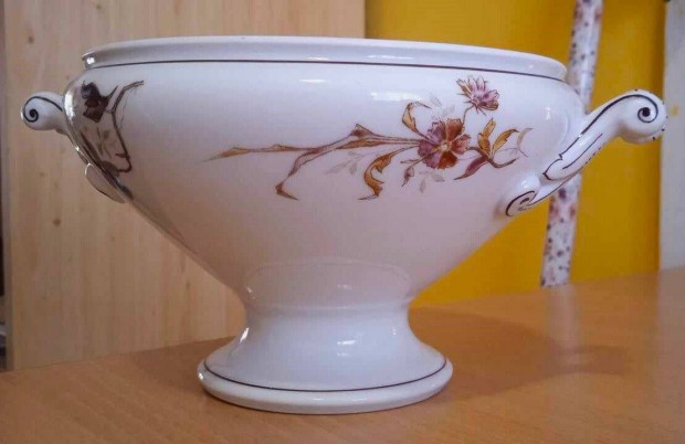 Láng Mihály porcelánfestó gyönyörű antik asztalközép, kínáló