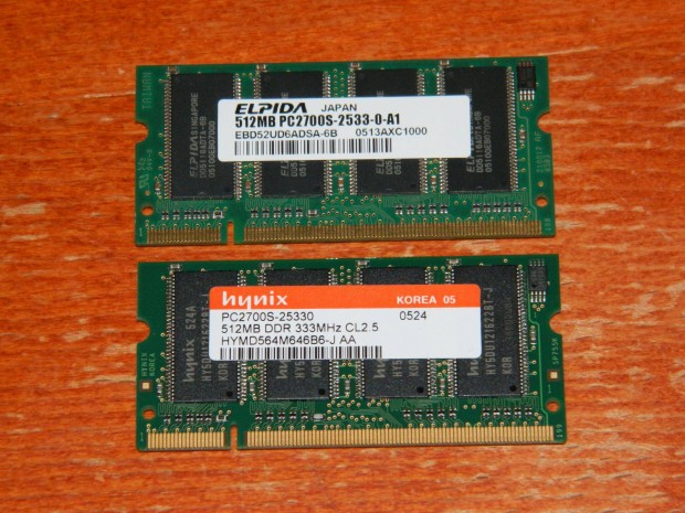 Laptop Memria RAM DDR 333MHz 512MB Elpida,Hynix