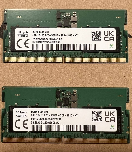 Laptop RAM - 2x8Gb Sodimm 5600 Mhz