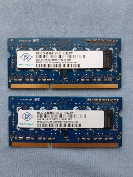 Laptop, notebook memria, RAM 4GB (2x2GB), DDR3, Nanya