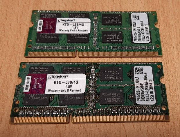 Laptop memria kit Kingston Ktd-L3B 4 GB DDR3 1.5V 1333MHz elad