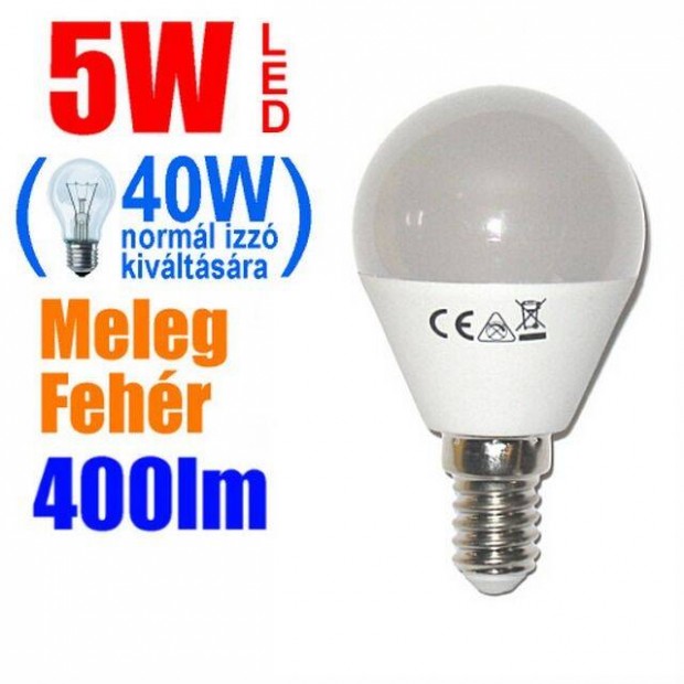 Ledes Izz LED g Lmpa E14 - Melegfehr 5W 400lm