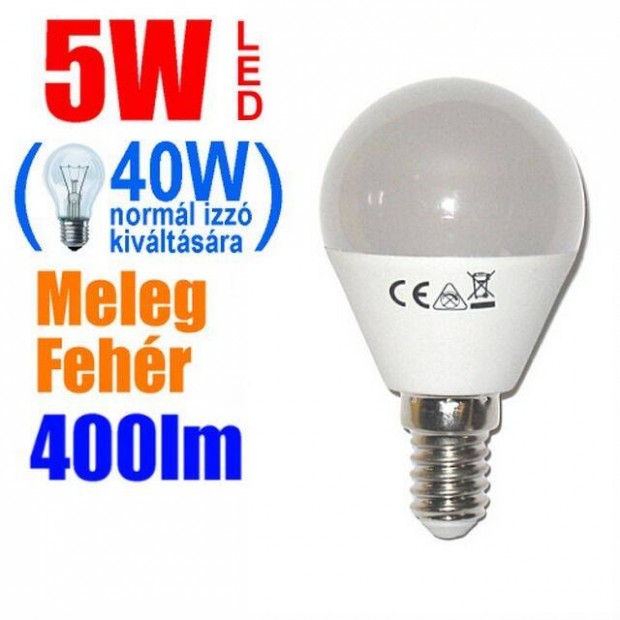 Ledes Izz LED g Lmpa E14 - Melegfehr 5W 400lm ()