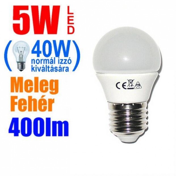 Ledes Izz LED g Lmpa E27 - Melegfehr 5W 400lm