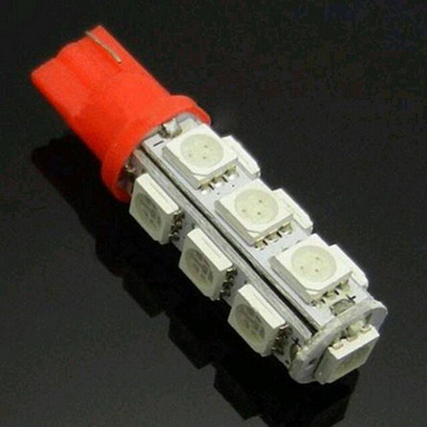 Ledes T10 Autó Izzó 13 SMD LED ( 5050 ) 12V Piros ()
