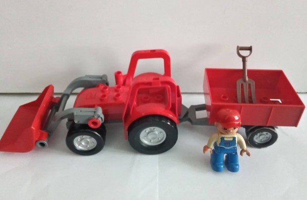 Lego Duplo traktor, piros, markolós
