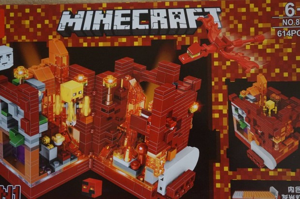 Lego Minecraft kompatibilis 614 darabos Tz s Lva a Vulkn krl