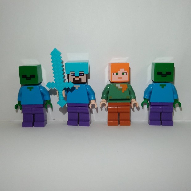Lego Minecraft minifigurk - Steve, Alex, Zombik (Zombie) 