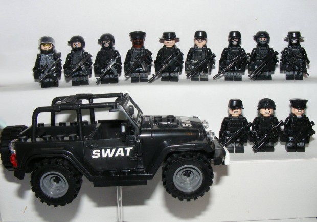 Lego SWAT Kommands Anti terrorista figurk katonk 12db + Jeep j
