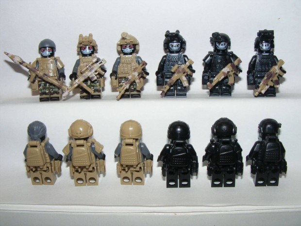 Lego SWAT Kommands+ terrorista figurk katona Brickarms fegyver 6db