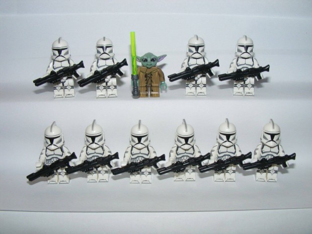 Lego Star Wars figurák Clone Trooper klón katona figura 10db + Yoda Új