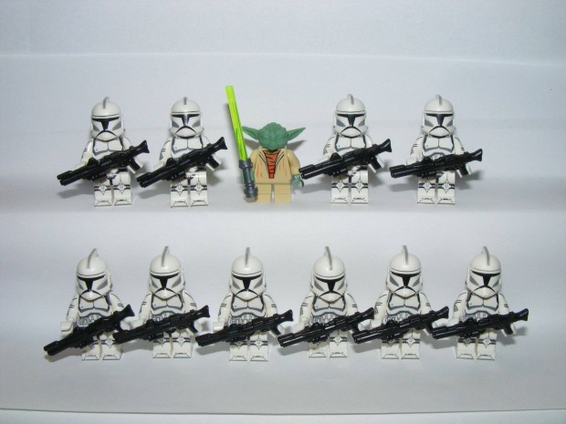 Lego Star Wars figurák Clone Trooper klón katona figura 10db + Yoda Új