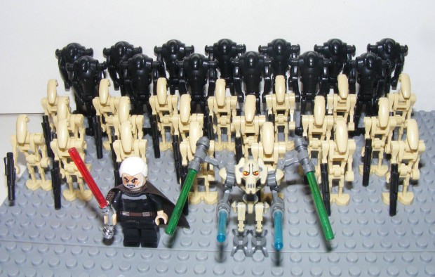 Lego Star Wars figurk Grievous + Dooku +33db Super Battle Droid sereg