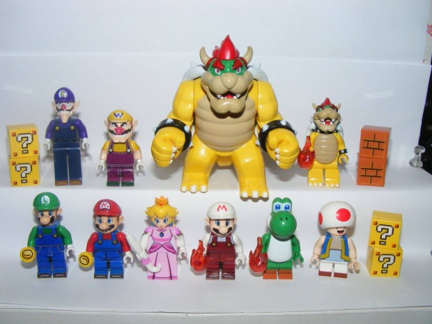 Lego Super Mario figurk Luigi Bowser Yoshi Wario figura 10db j