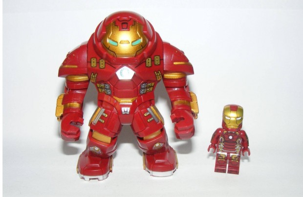 Lego Szuperhs figurk Vasember Nagy Hulkbuster Mech + kis Iron man j
