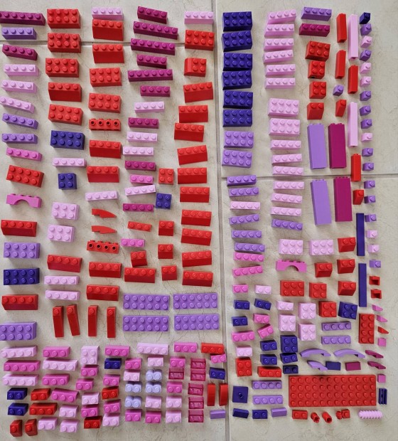 Lego lila, pink, rzsaszn, piros szett + unicornis cica