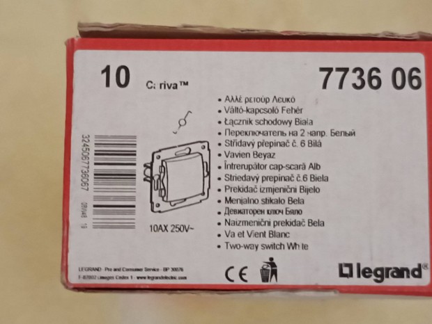 Legrand 7736 06 vltkapcsol fehr 10db/doboz egyben