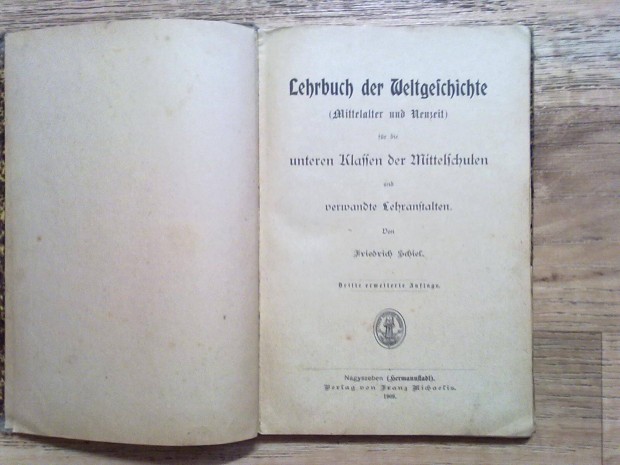 Lehrbuch der Weltgeschichte (A vilgtrtnelem tanknyve, 1909)