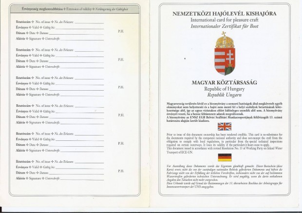 Lejárt 6 m-es motorcsónak hajólevél