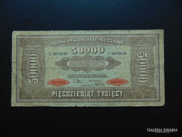 Lengyelorszg 50000 marek bankjegy 1922