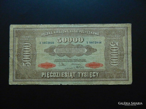 Lengyelorszg 50000 marek bankjegy 1922 Nagy mret bankjegy