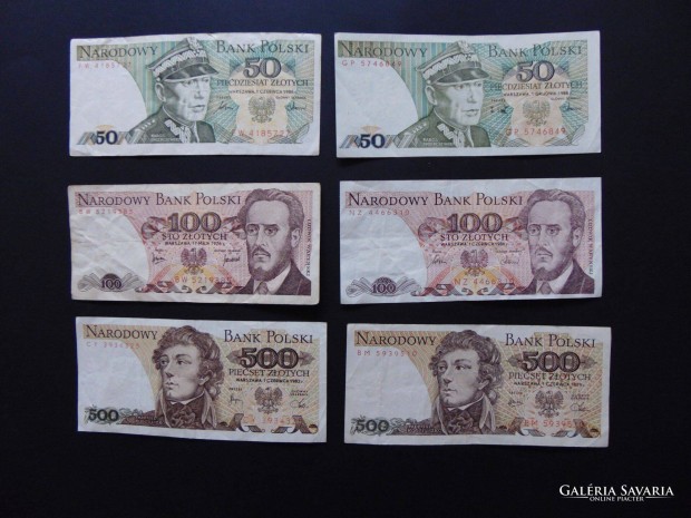Lengyelorszg 6 darab zloty bankjegy LOT !
