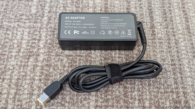 Lenovo 65W-os töltő, utángyártott téglalap csatlakozó