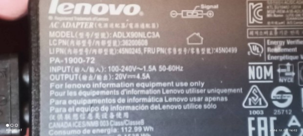 Lenovo Adlx90nlc3a gyri laptop tlt teljesen jszer hibtlan 