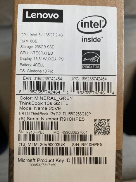 Lenovo Thinkbook 13s Gen2 Laptop i5-1135G7 8gb ram 512ssd Intel Iris X