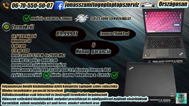 Lenovo Thinkpad 4x2600 8gbram ssd garancia
