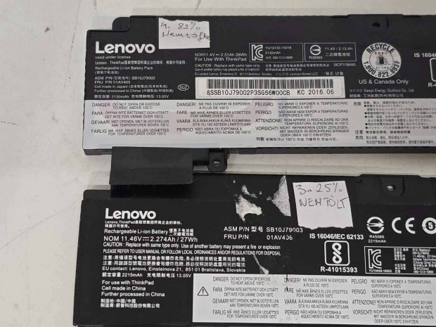 Lenovo Thinkpad T460S/T470S akku,nem tlt