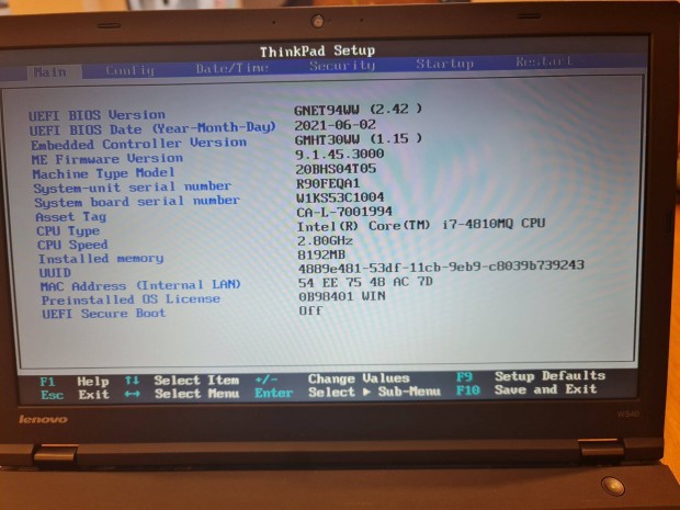 Lenovo Thinkpad W540 - i7-4800MQ I