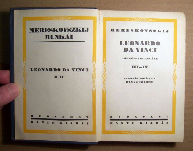 Leonardo Da Vinci III-IV. (Mereskovszkij Munki) 1926 utni