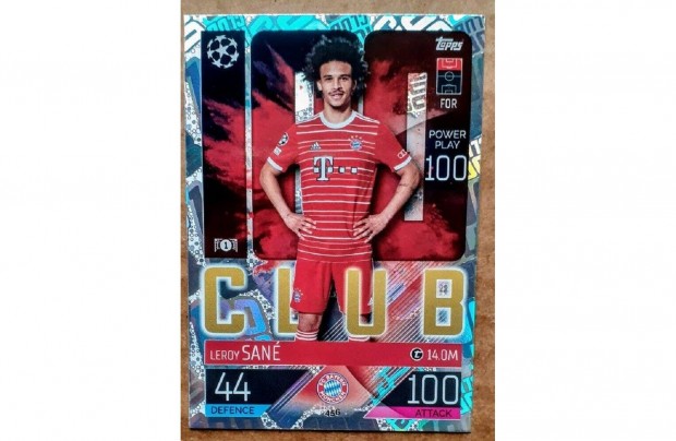 Leroy San Bayern Mnchen 100 Club focis krtya Match Attax 2023