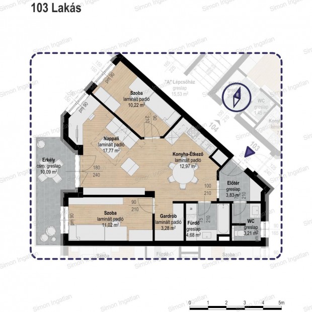 Levendula lakpark - 1. emelet 103 laks