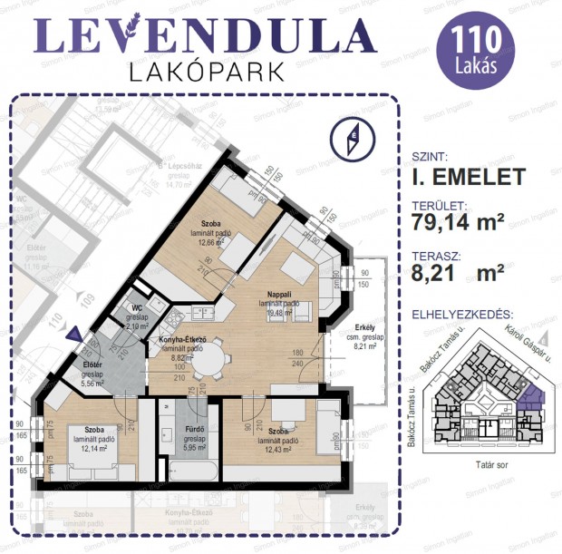 Levendula lakpark - 1. emelet 110 laks