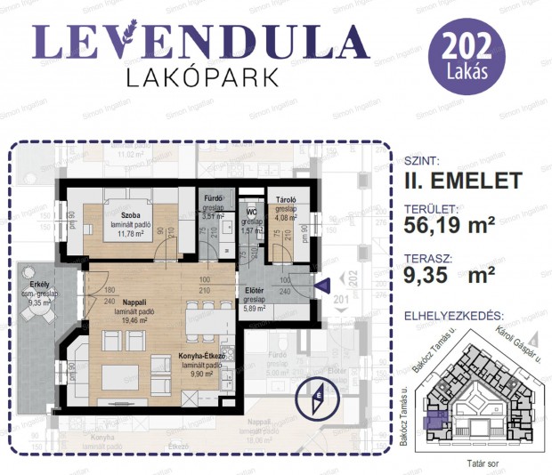 Levendula lakpark - 2. emelet 202 laks