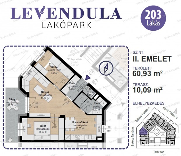 Levendula lakpark - 2. emelet 203 laks